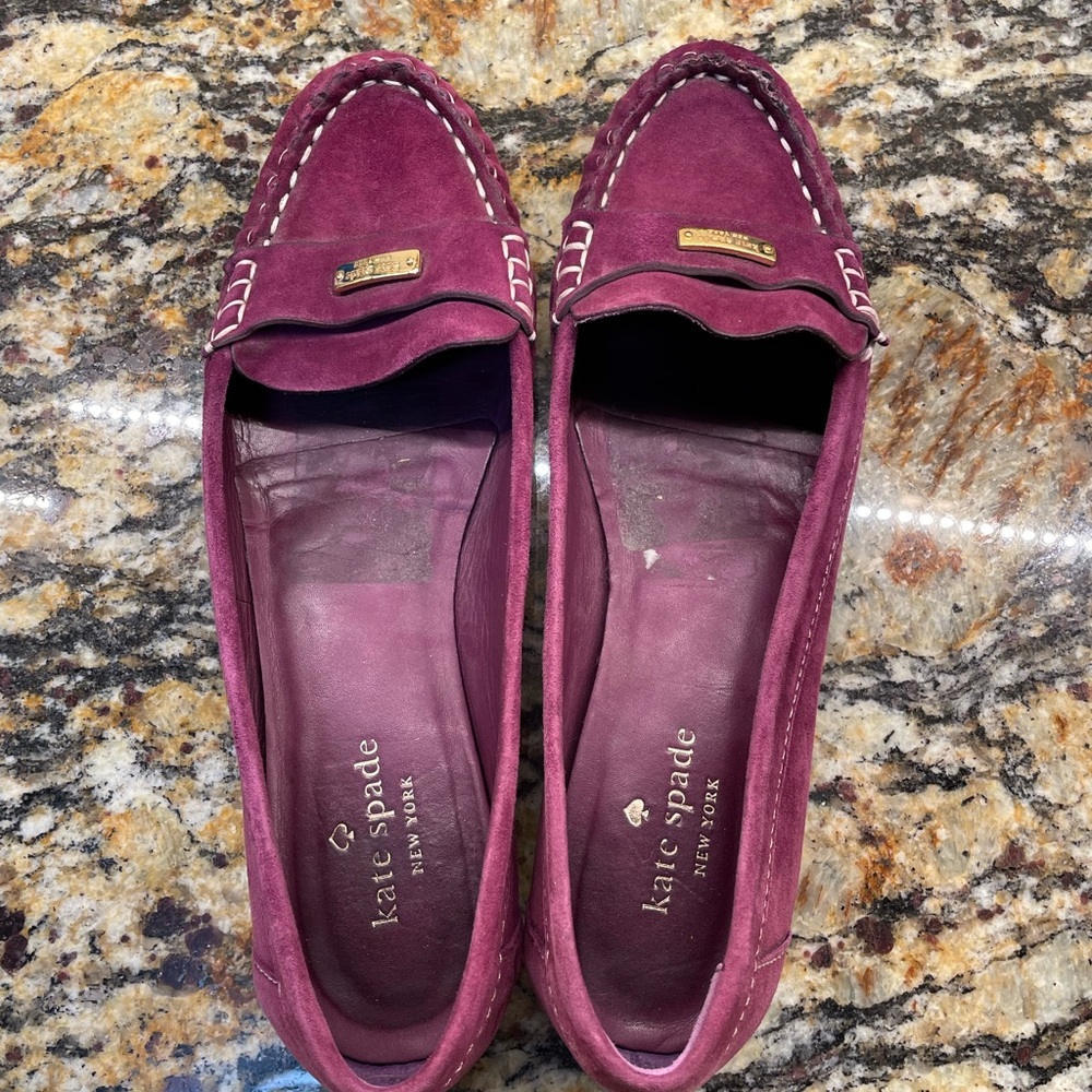 Kate Spade Purple Suede Flats with Moccasin Stitching